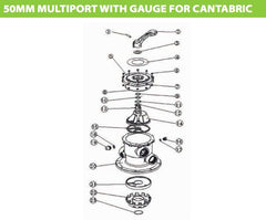ASTRAL MULTIPORT VALVE WITH GAUGE FOR CANTABRIC SPARE PARTS - 76053 SUITS CA300, CA340, CA400.
