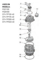 PENTAIR ONGA MULTIPORT VALVE 40MM PANTERA & CRISTALFLO SPARE PARTS